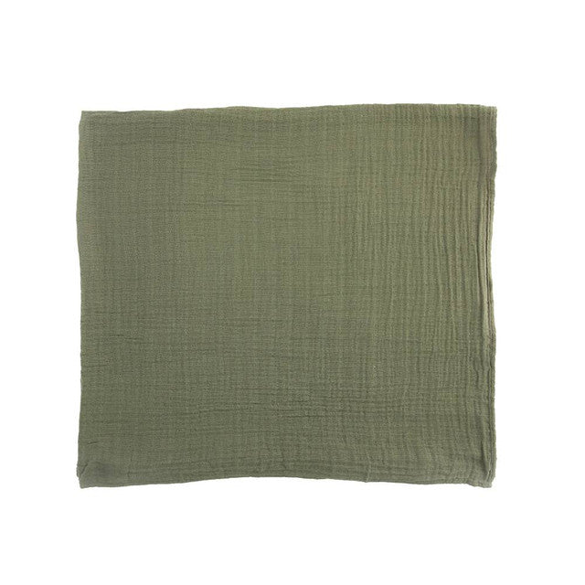 Lightweight cotton muslin swaddle in fern, perfect for infants 0-3 months, promoting safer sleep and comfort.