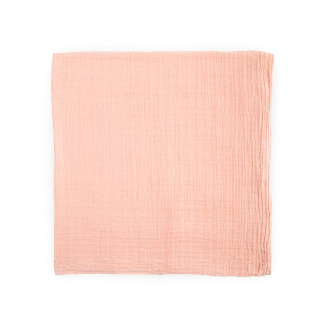 Lightweight cotton muslin swaddle in Rose Petal, perfect for swaddling, nursing, and cozy comfort for infants.
