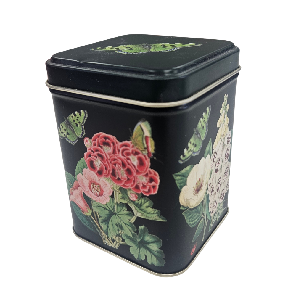 Elegant Tea Caddy with random beautiful tin designs, perfect for tea storage and gifting, by Emma Bridgewater and Sara Miller.