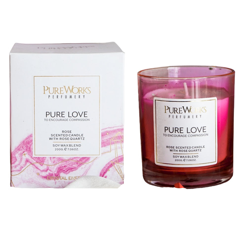 Pure Love Candle with Rose Quartz - Beautiful Gifts