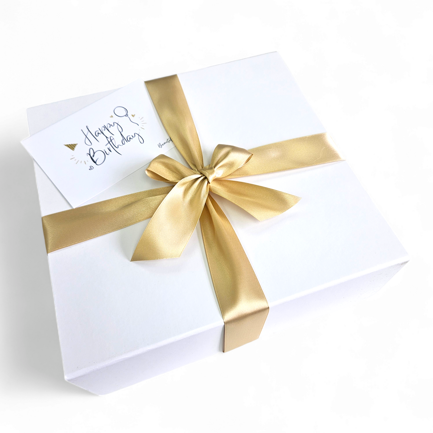 Elegant magnetic closure gift box available in white or black, perfect for personalized gifts with various sizes.