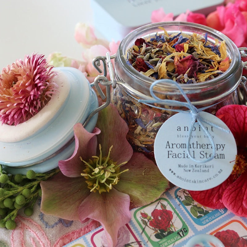 Luxurious Anoint Aromatherapy Facial Steam Jar infused with herbs and essential oils for deep cleansing and relaxation.