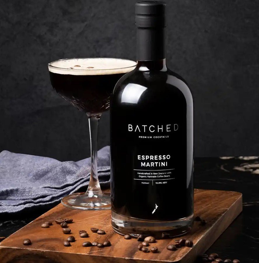 Batched Espresso Martini 725ml, a smooth coffee cocktail with chocolate hints, perfect for effortless gatherings and self-indulgence.