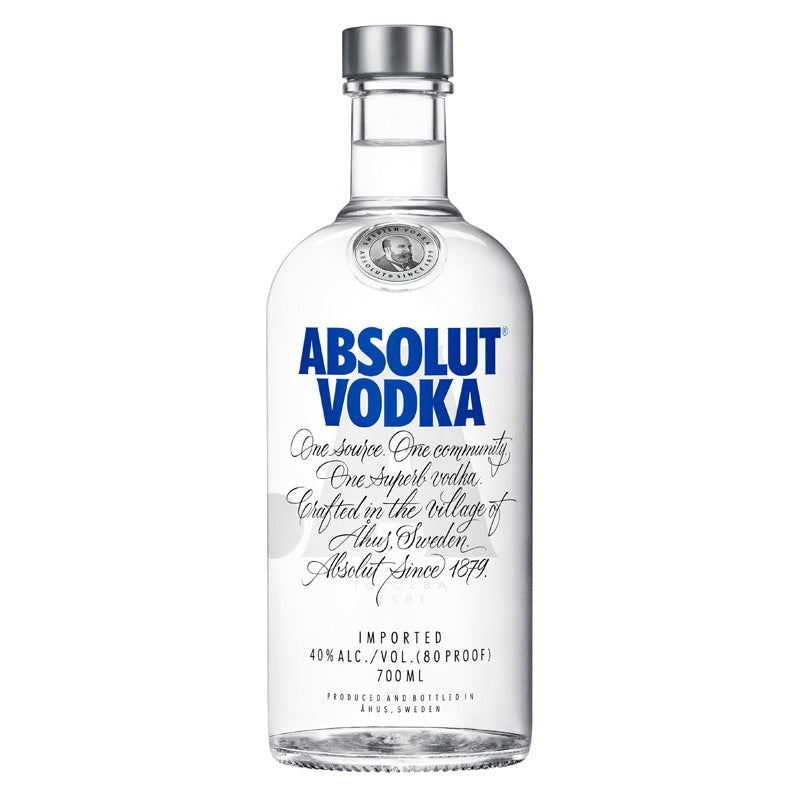 Elegant 700ml bottle of Absolut Vodka, showcasing its premium quality and smooth, rich flavor for gifting and cocktails.