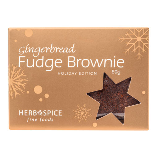 Gingerbread brownie with rich cocoa and spices, perfect for holiday gifting and celebrations.