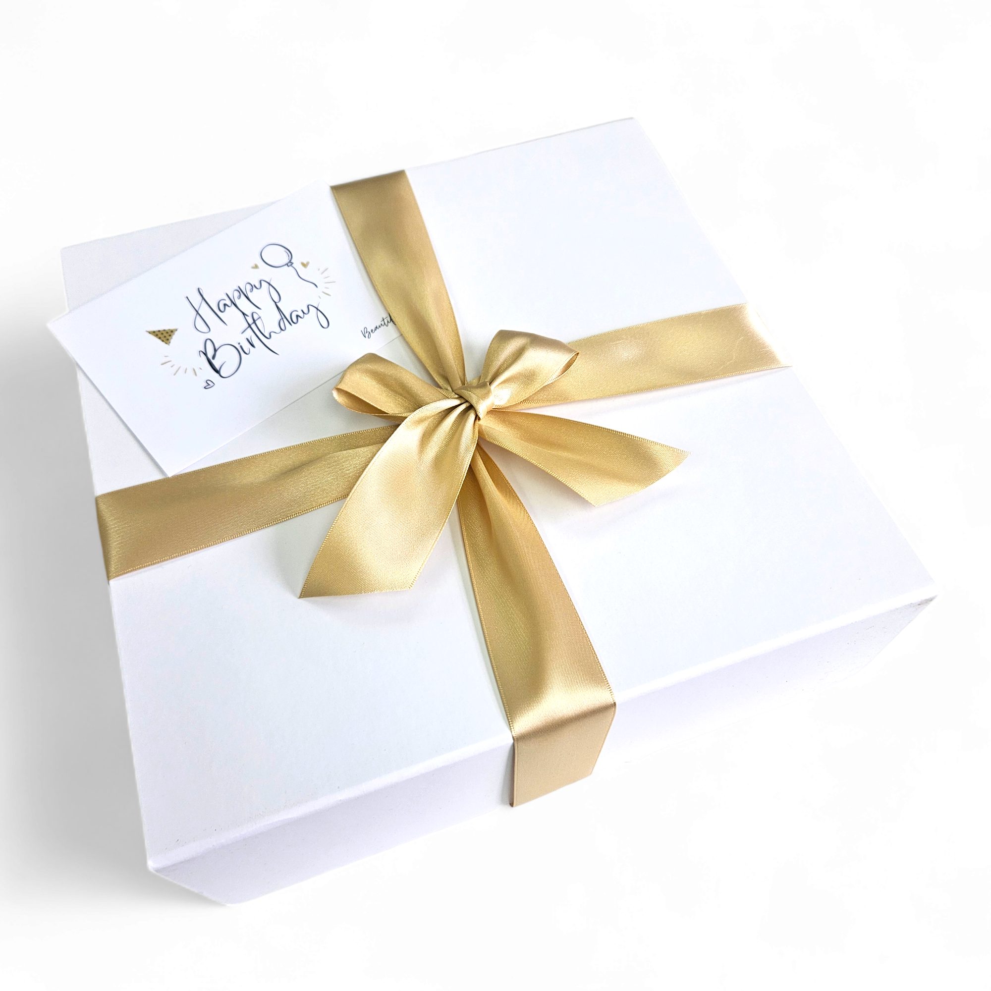 Elegant magnetic closure gift box available in black or white, suitable for various sizes and perfect for gifting.