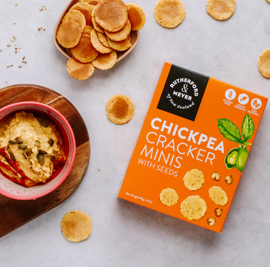 Crunchy rosemary chickpea crackers, perfect for dipping, snacking, and guilt-free gifting. Ideal for every occasion.