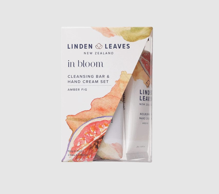 Linden Leaves Pink Petal Hand Cream and Cleansing Bar Set, featuring palm oil-free bar and nourishing hand cream for luxurious self-care.