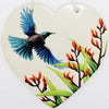 Tui in Flight Ceramic Heart Wall Hanging - Beautiful Gifts