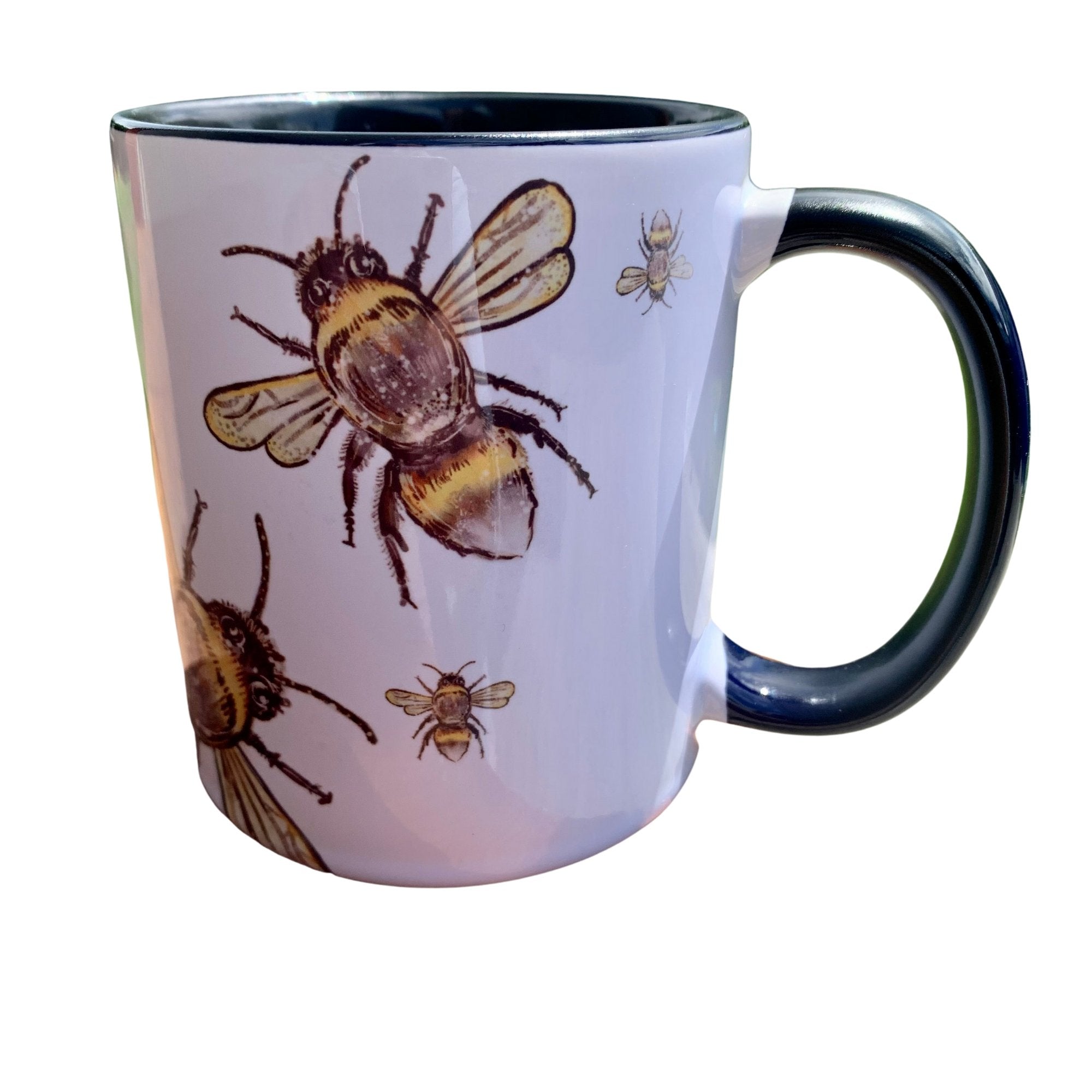 Bee Mug by Sarah McAlpine Art, a charming ceramic mug with a delightful bee design, perfect for hot beverages and snacks.