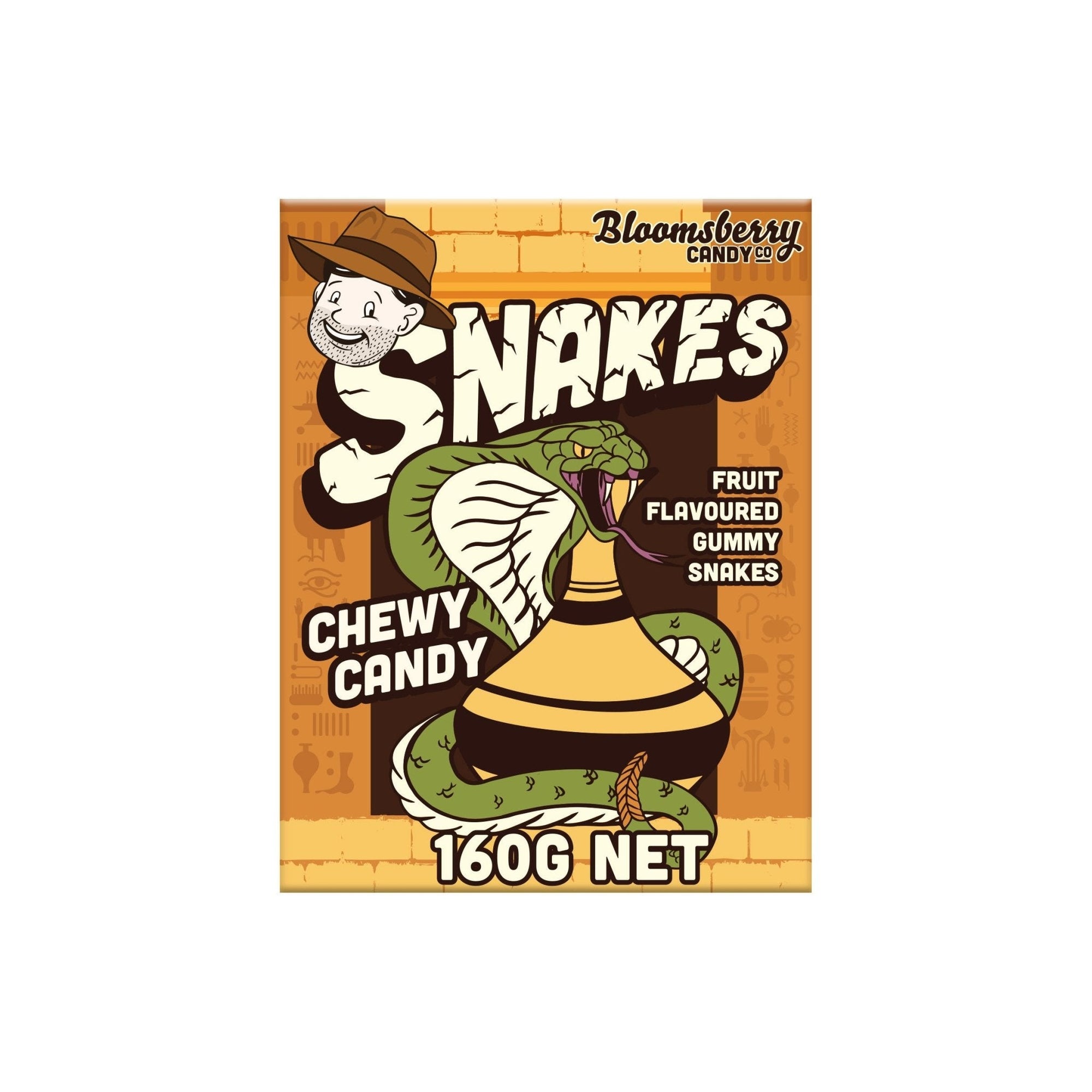 Vibrant fruit-flavoured gummy snakes in a 160g pack, perfect for gifts and festive celebrations.