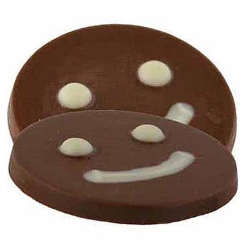 Chocolate Happy Face features creamy milk chocolate with a hand-painted smiling face, perfect for gifts and celebrations.