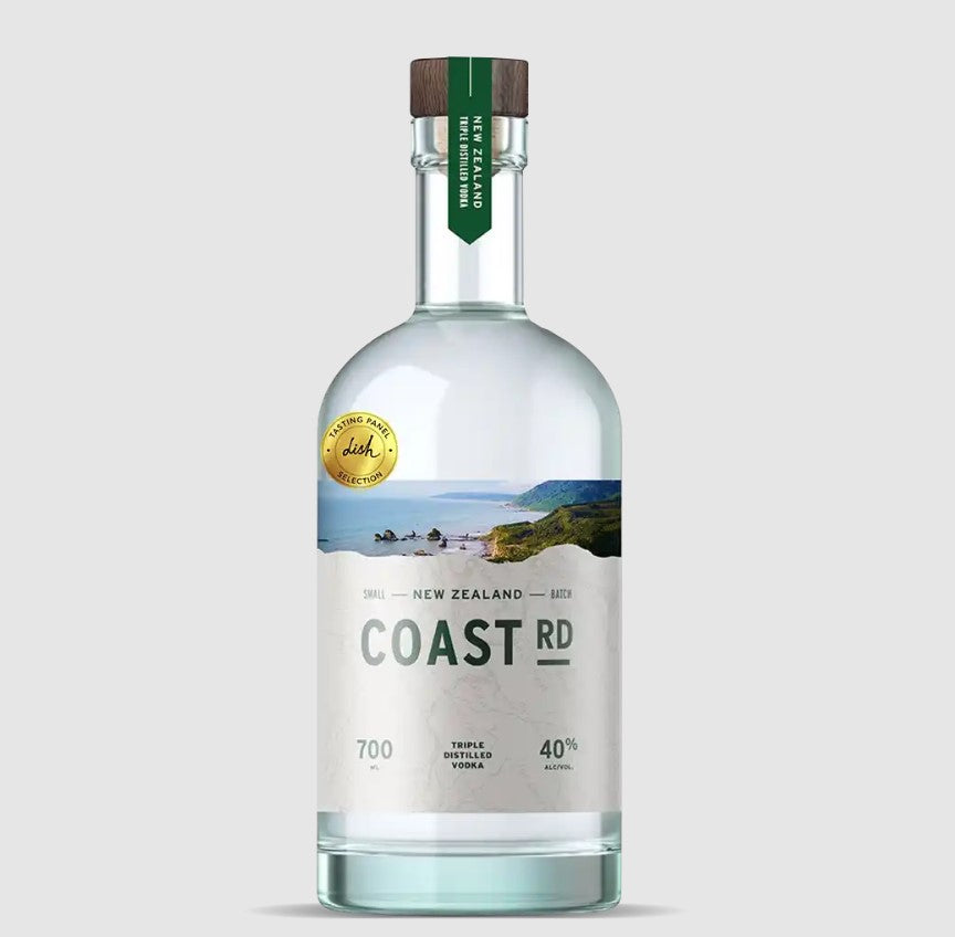 Coast Road Vodka 700ml bottle, a premium New Zealand spirit known for its smoothness and craftsmanship, perfect for cocktails.
