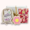 Flower Power gift box featuring seed bombs, luxurious chocolate, and whimsical shortbread, delivered free in NZ.