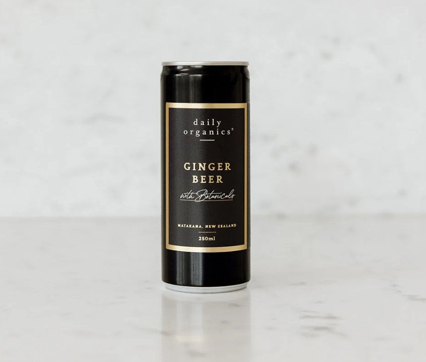 A bottle of Daily Organics Ginger Beer, showcasing its bold and spicy flavor crafted from premium organic ingredients.