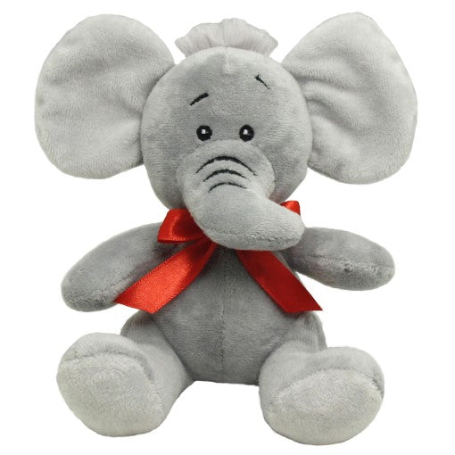 Adorable 20cm Elephant soft toy with a red ribbon, perfect for cuddles and gifting for any occasion.