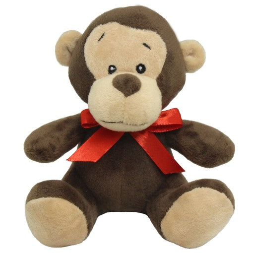 Cute 20cm monkey soft toy with a red ribbon, perfect for cuddling, gifts, and brightening any space.