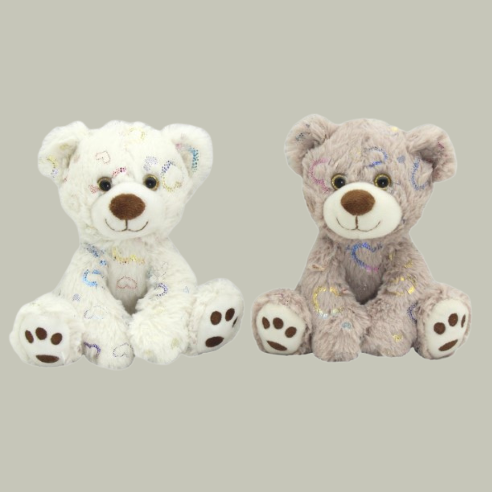 Soft 20cm Heart Teddy Bear holding a heart, available in random white or natural colors, perfect for gifts and cuddles.