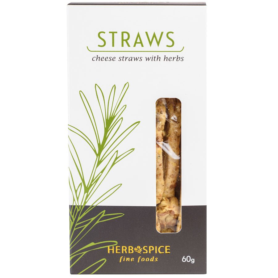 Herb & Cheese Straws in a pack, perfect for cheese platters and gourmet snacks, light and crispy herb-infused treat.