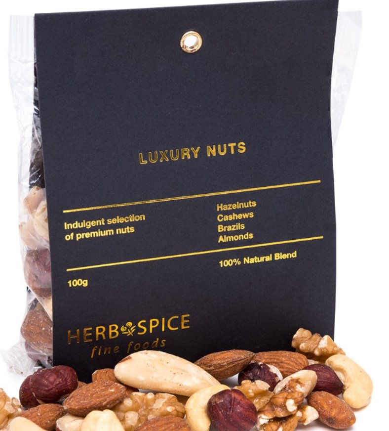 Luxury Nuts mix featuring cashews, hazelnuts, almonds, and walnuts, perfect for gourmet snacking and gifting.