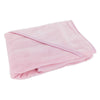 Soft pink baby hooded towel made from 100% cotton, designed for warmth and comfort after bath time. 74cm square.