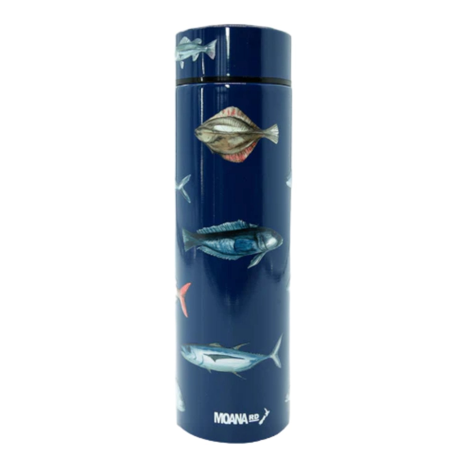 Moana Road NZ Fishing Drink Bottle 500ml with vibrant fish graphics for hydration during outdoor adventures.