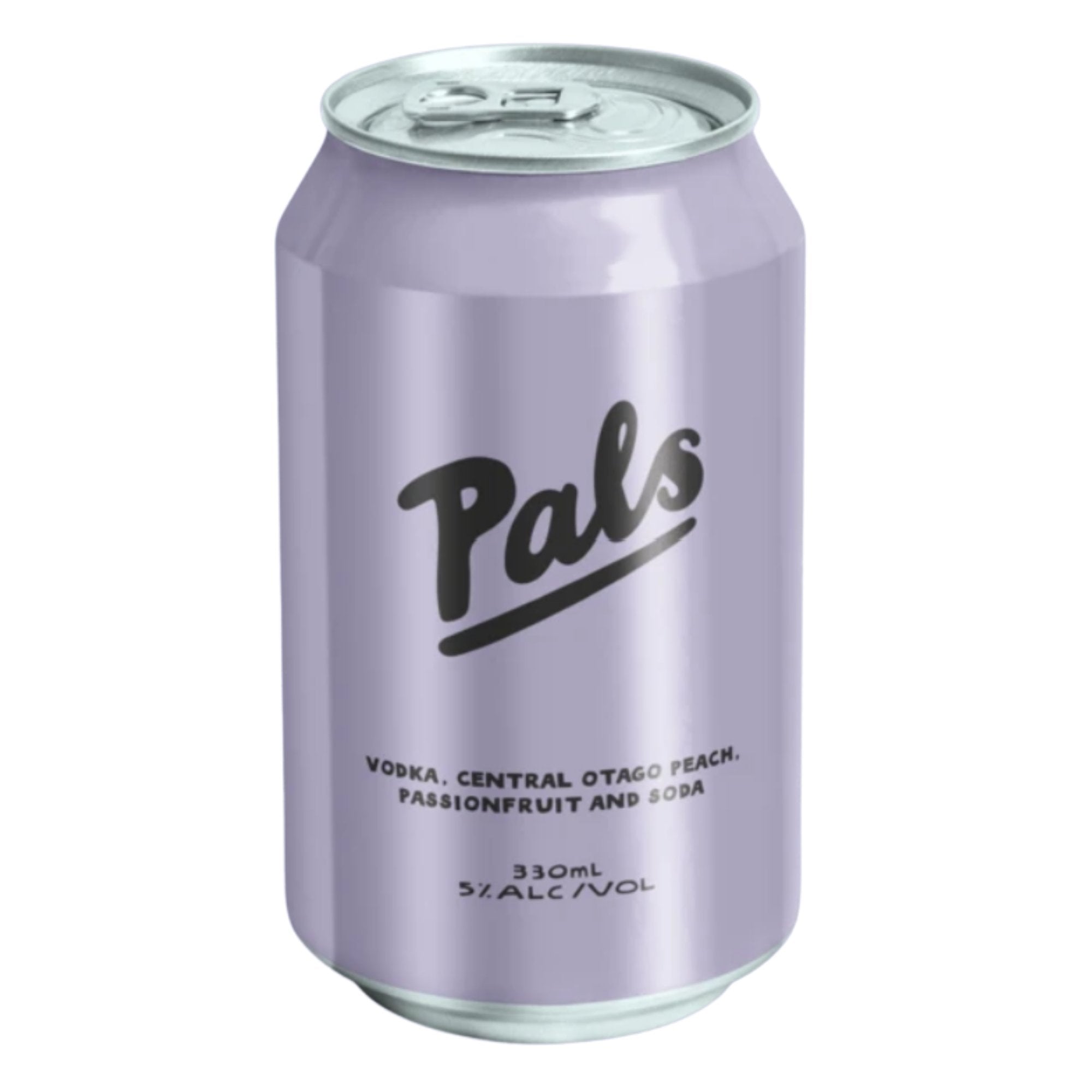 Pals Vodka with Central Otago Peach and Passionfruit, a refreshing low-calorie beverage perfect for sunny days.