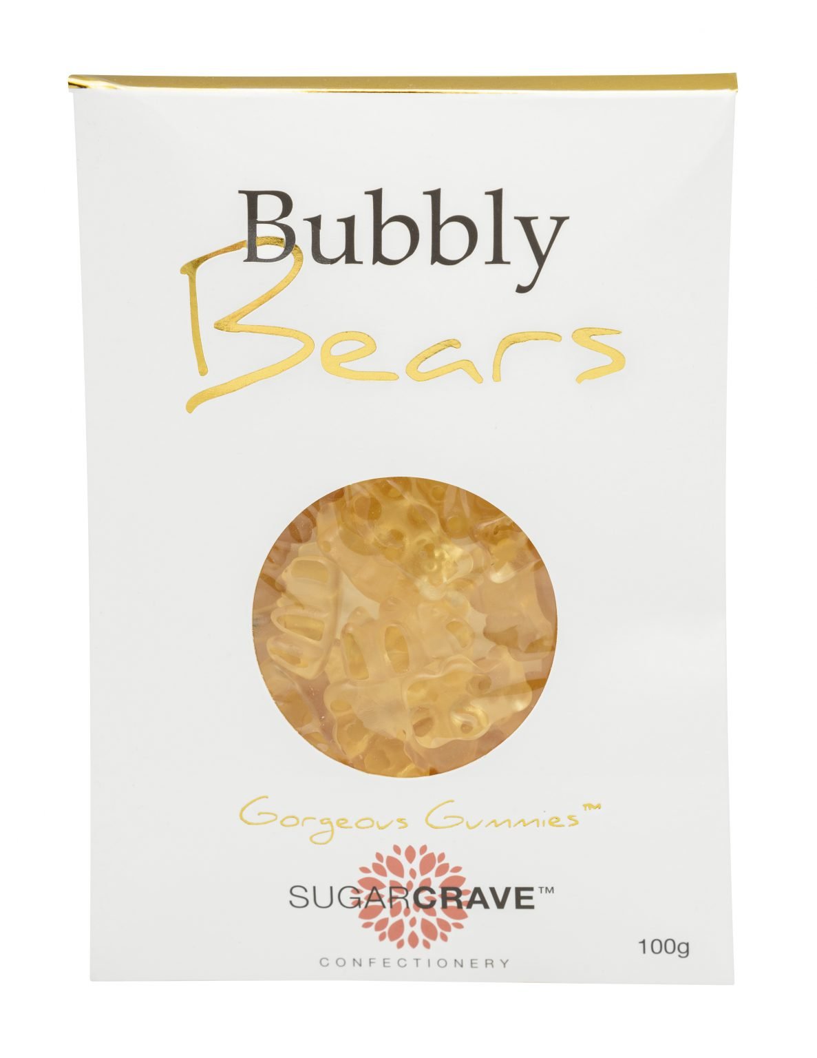 Colorful gummy bears in a pouch, infused with bubbly drink flavors for a unique gourmet candy experience.