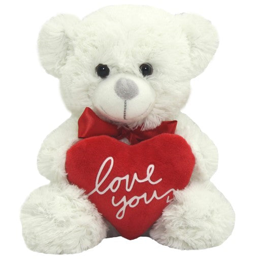 White Plush Bear with Red Heart - Love You