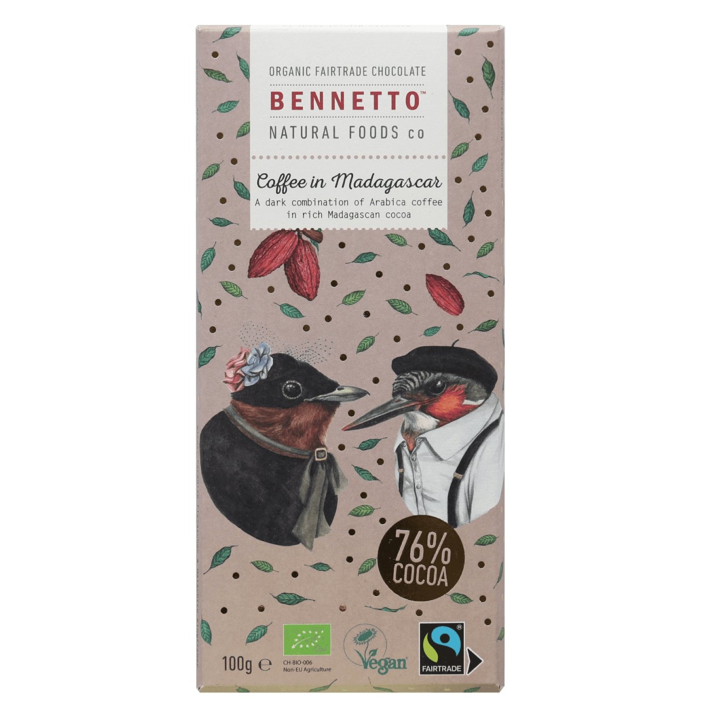 Bennetto Coffee in Madagascar Chocolate 100g (Vegan and GF) - Beautiful Gifts - Packaged with Love