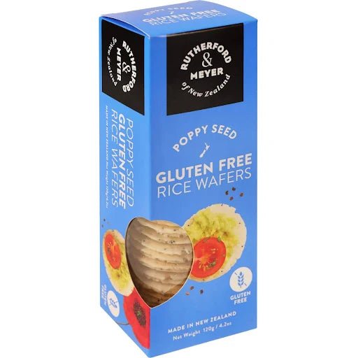 Rutherford and Meyer Poppyseed Gluten Free Rice Wafers - Beautiful Gifts - Packaged with Love